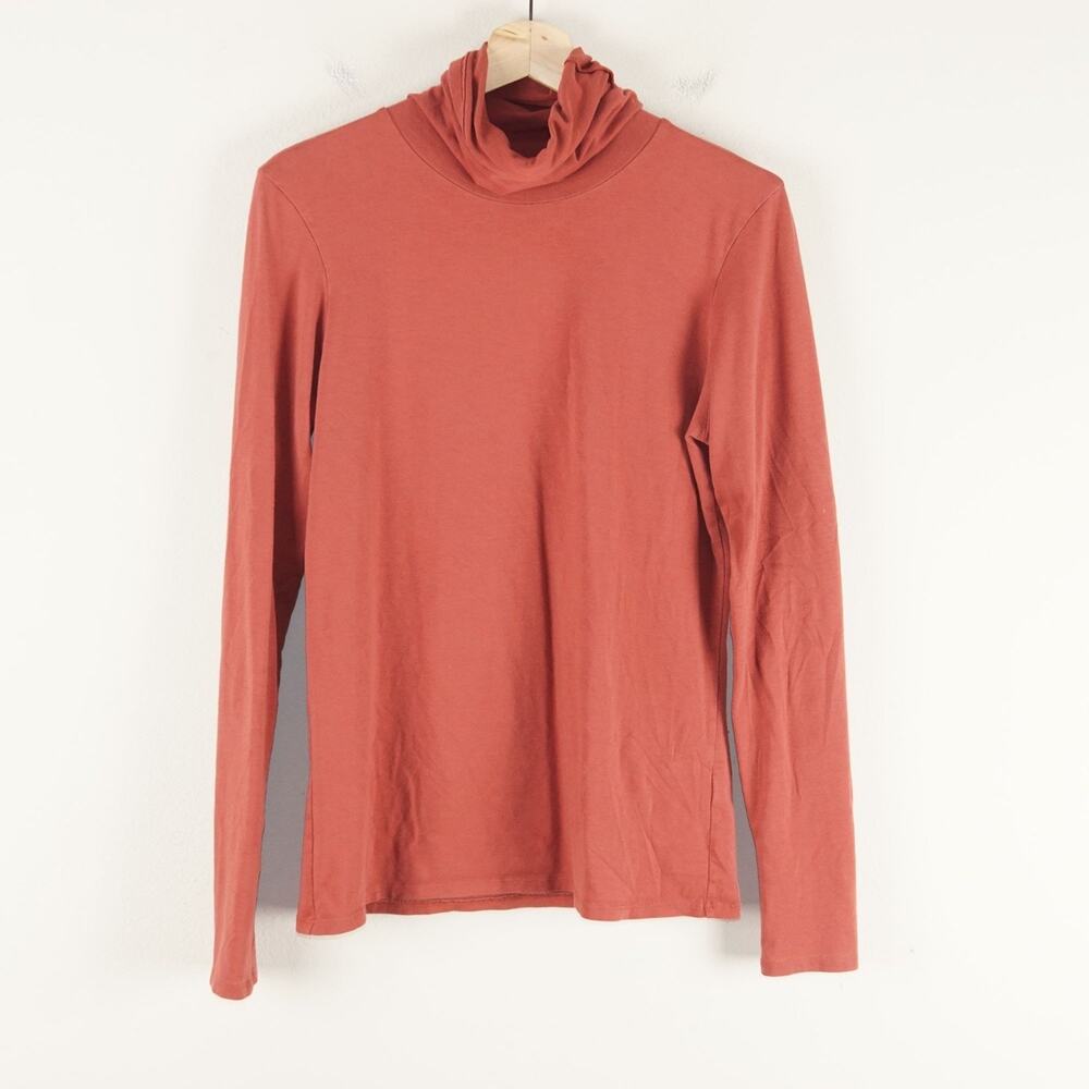 Peruvian Connection Extreme Turtleneck Long Sleeve Cotton Orange Top Womens Sz L